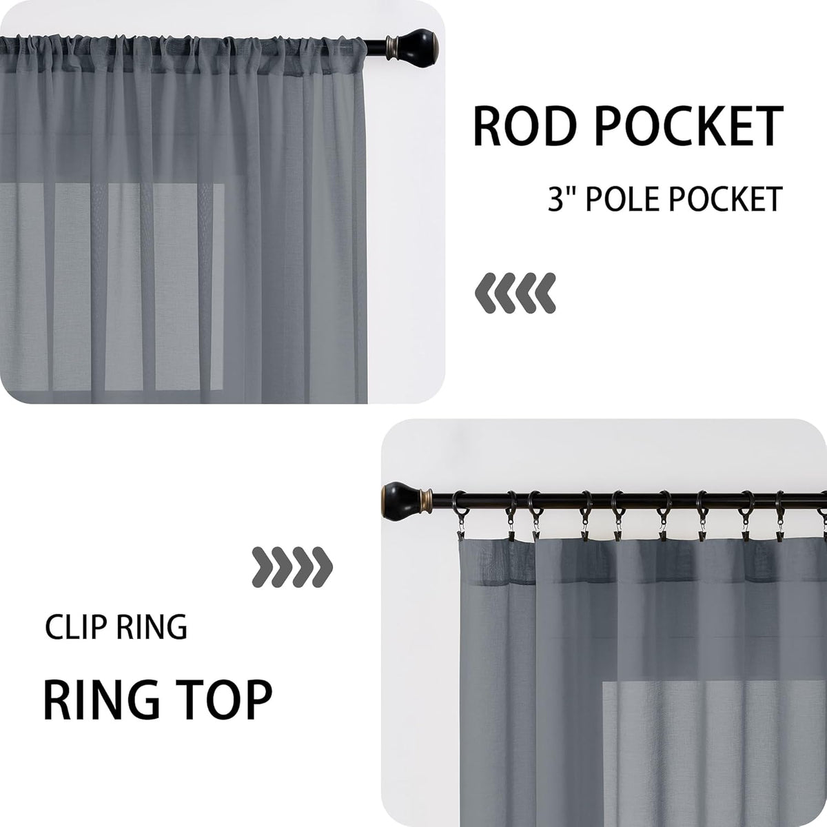 Tollpiz Sheer Door Curtains Closet Linen Textured Curtain Sheers Doorway Light Filtering Voile