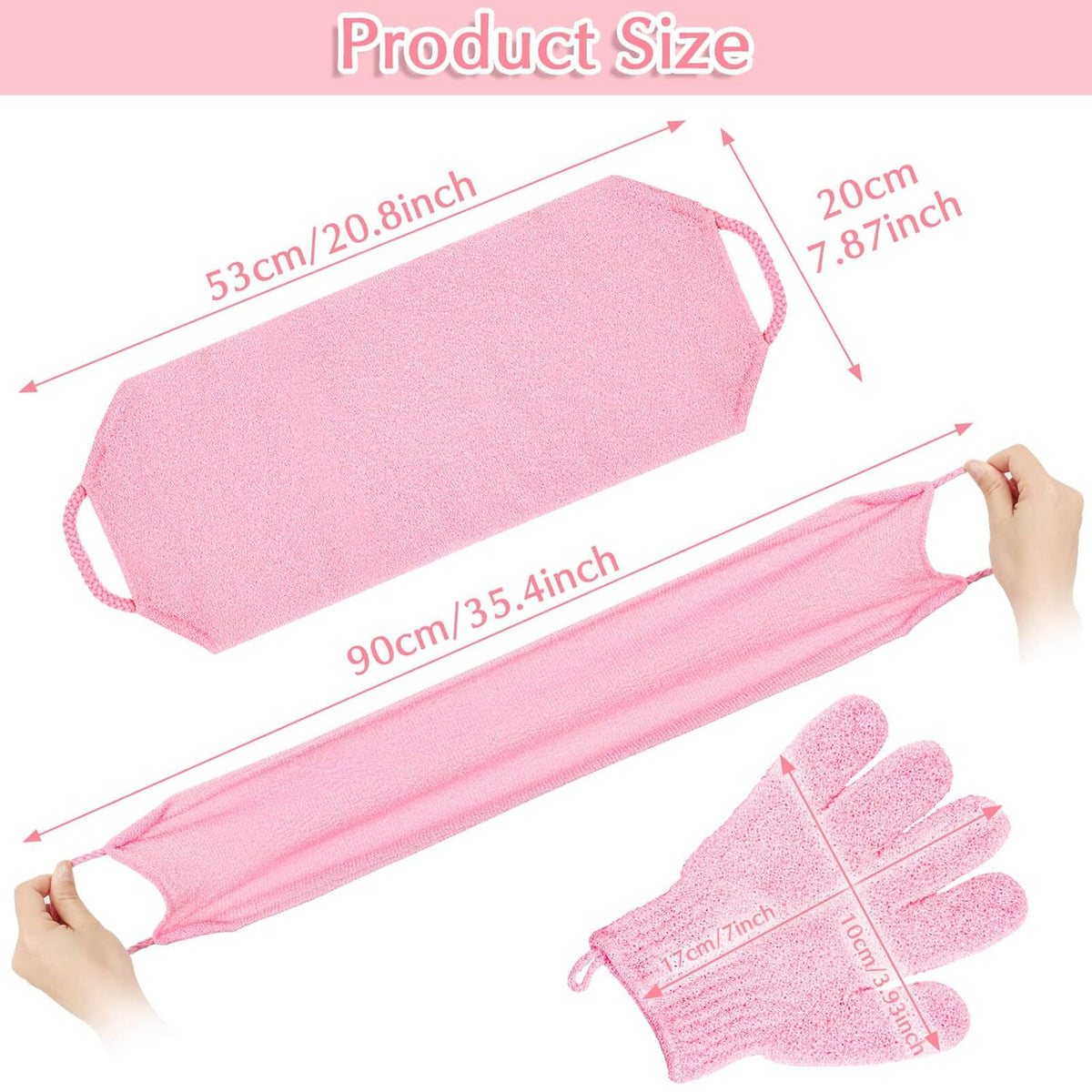Anezus Exfoliating Shower Bath Gloves Back Scrubber Set for Body, Face, Shower, Bath, Scrub and
