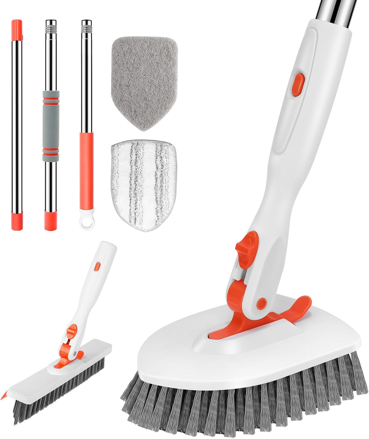 SetSail 4-in-1 Tile Tub Floor Scrubber with 52-inch Adjustable Long Handle Shower Cleaner Brush