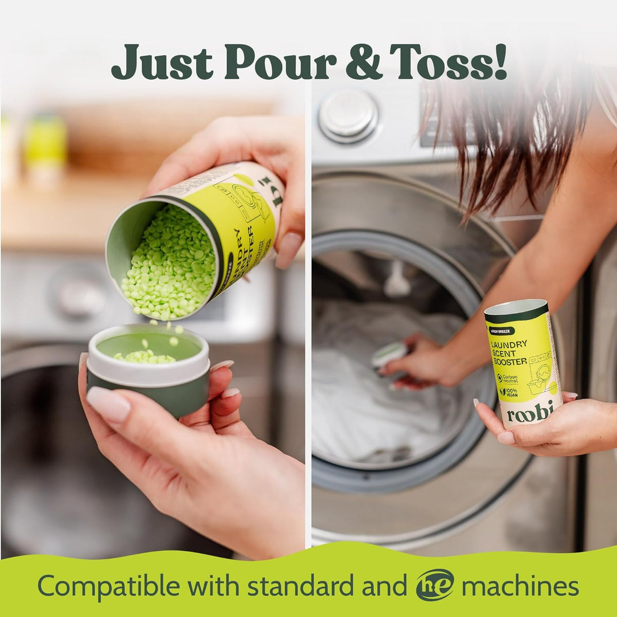 Roobi Sustainable Laundry Scent Booster Beads. Linen Breeze Fragrance Laundry Beads. Up to 20