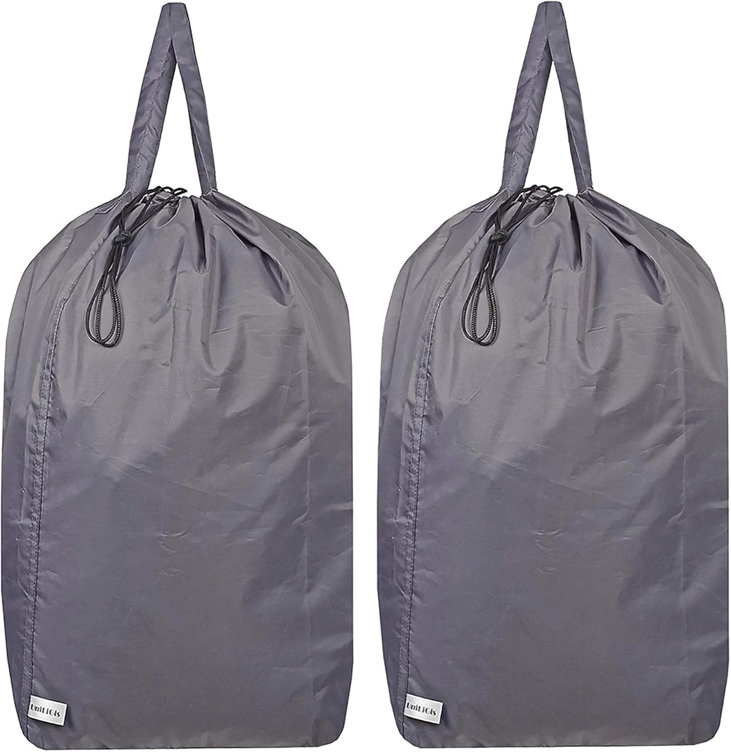 Washable Travel Laundry Bag with Handles and Drawstring (2 Pack), Heavy Duty Large Enough to Hold 3
