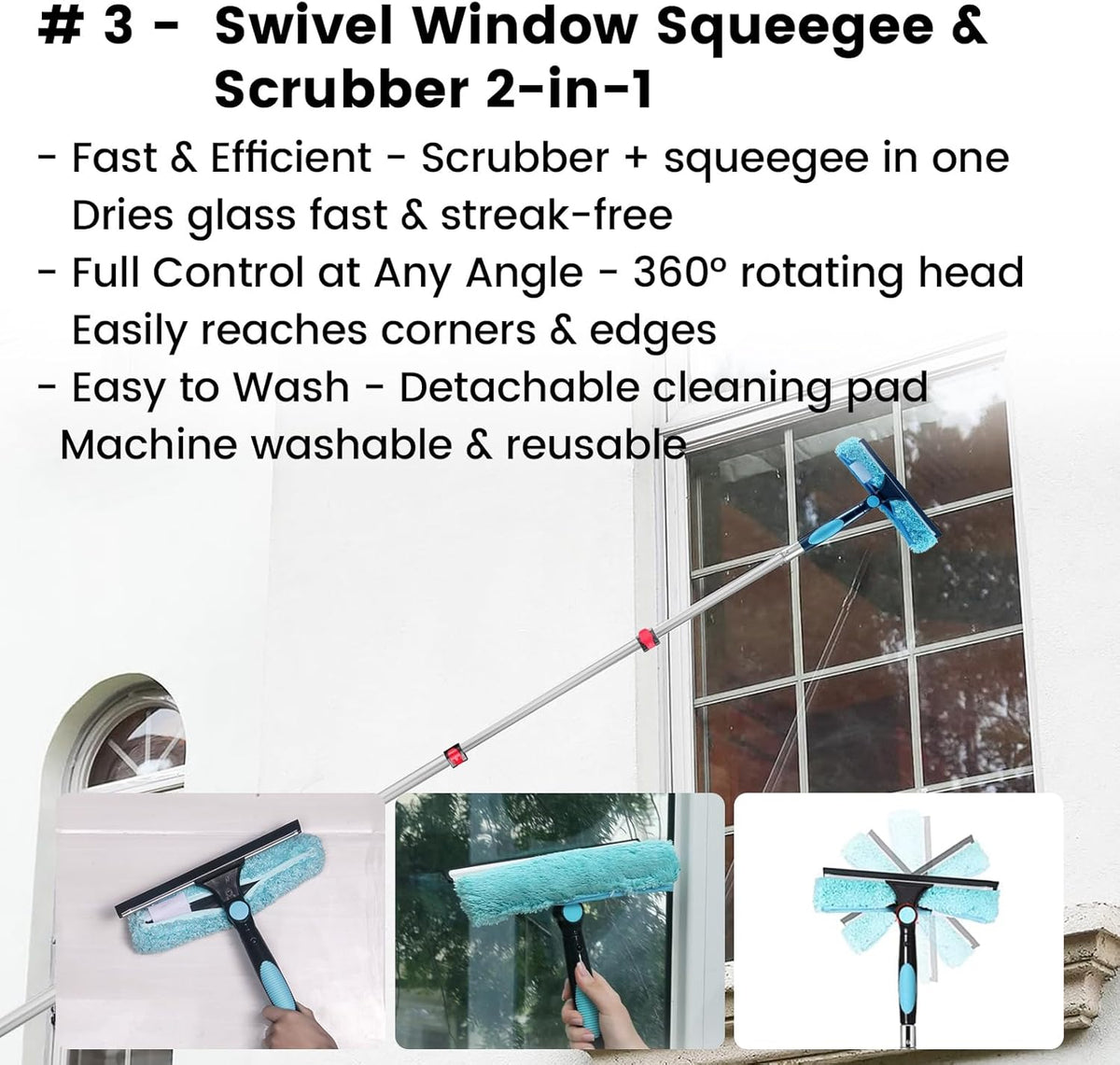 Ceiling Fan Duster Kit – 5-in-1 Bendable & Dual-Sided Heads – Washable Dusters for High Ceiling