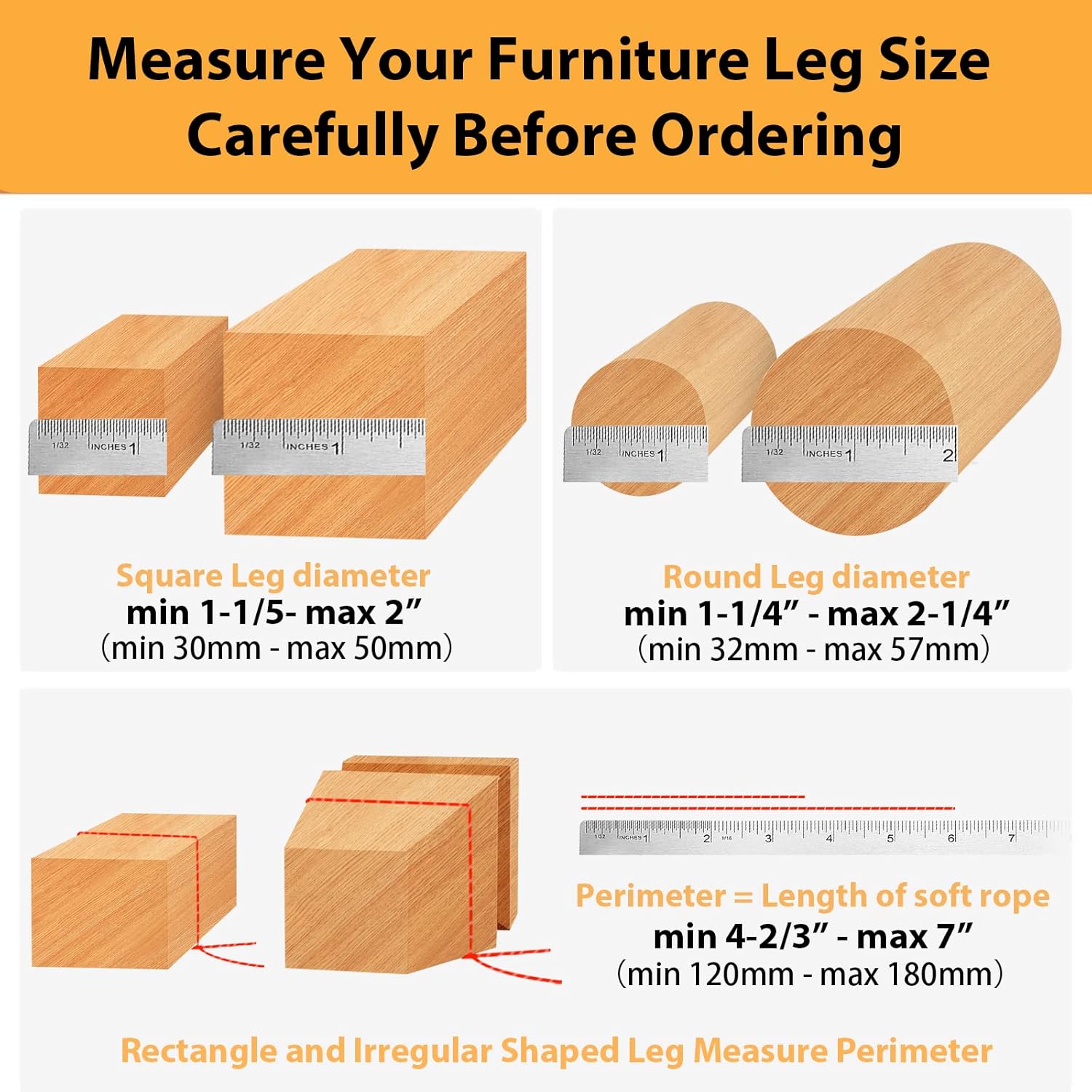 24 Pcs Extra Large Chair Leg Floor Protectors, Silicone Chair Leg Protectors for Hardwood Floors