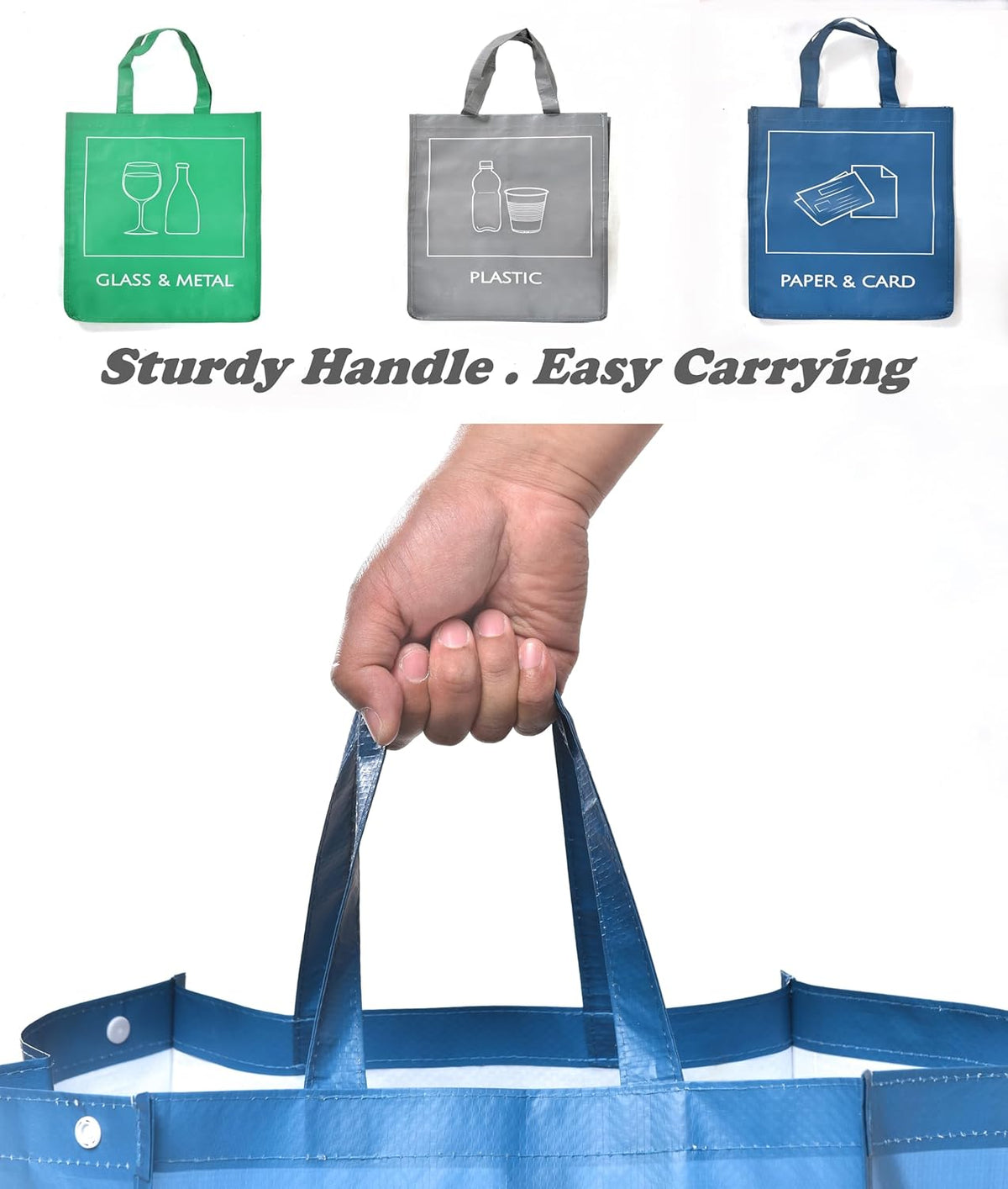 YOUNG DA Reusable Recycle Bags, 3-Piece Separate Recycling Bin Set for Home, Kitchen, and Office
