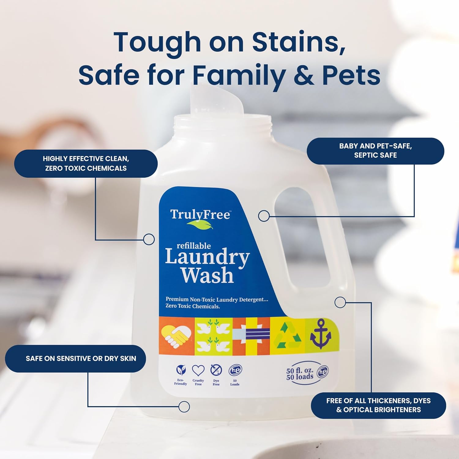 Truly Free Laundry Wash Detergent for Sensitive Skin, Gentle & Safe for Baby Clothes | Plant-Based