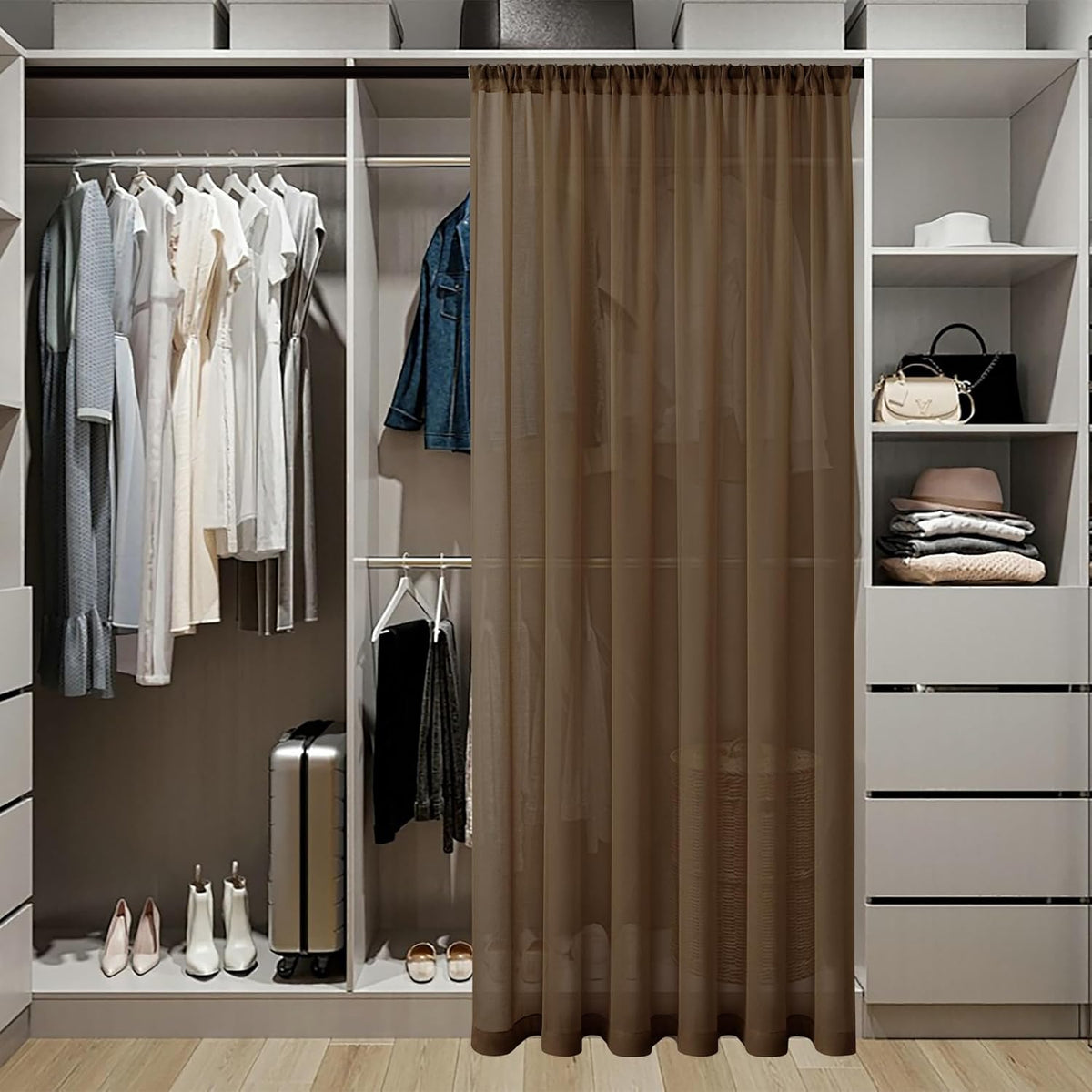 Tollpiz Short Sheer Door Curtains Closet Linen Textured Curtains Sheer Doorway Light Filtering