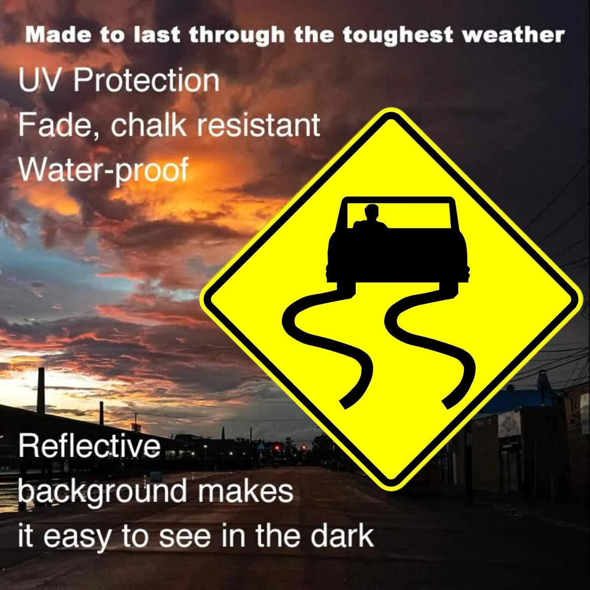 Municipal Supply & Sign Co 18 x 18 Slippery When Wet Sign - Prominent 3M High Intensity Prismatic