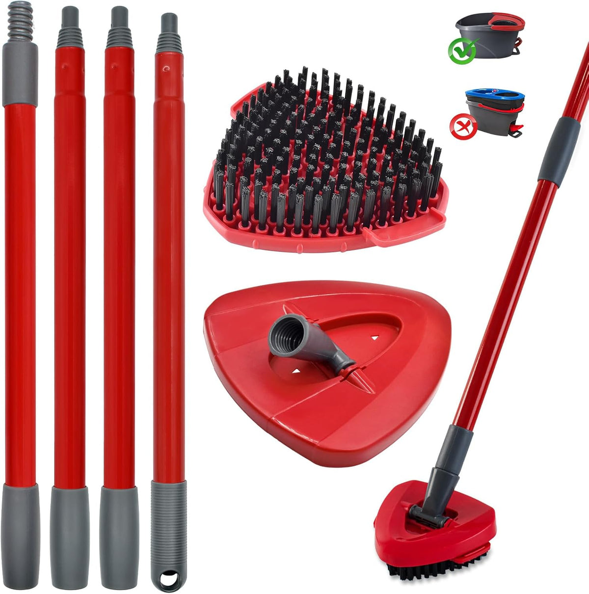 Mop Handle for Ocedar, Scrub Brush and Spin Mop Base Compatible with O Cedar EasyWring 1 Tank Spin