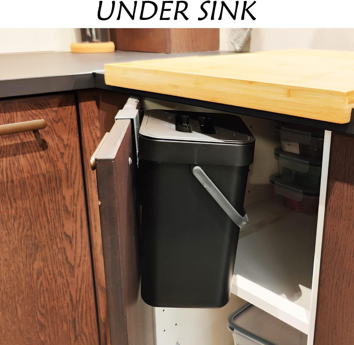 stonespace Kitchen Compost Bin for Countertop, Hanging Small Trash Can with Lid Under Sink for