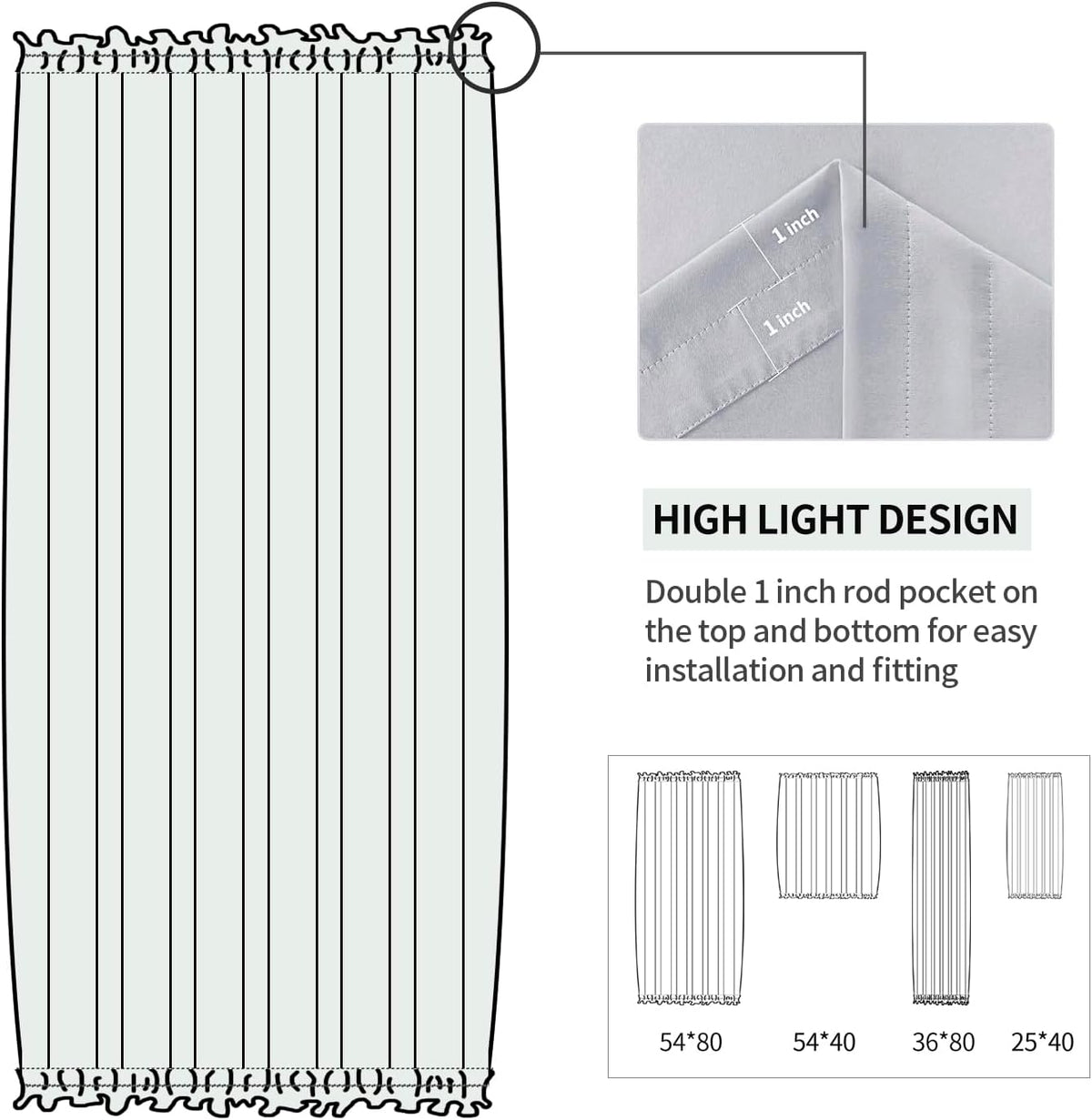 DWCN French Door Curtains – Rod Pocket Thermal Blackout Curtain for Window/Patio