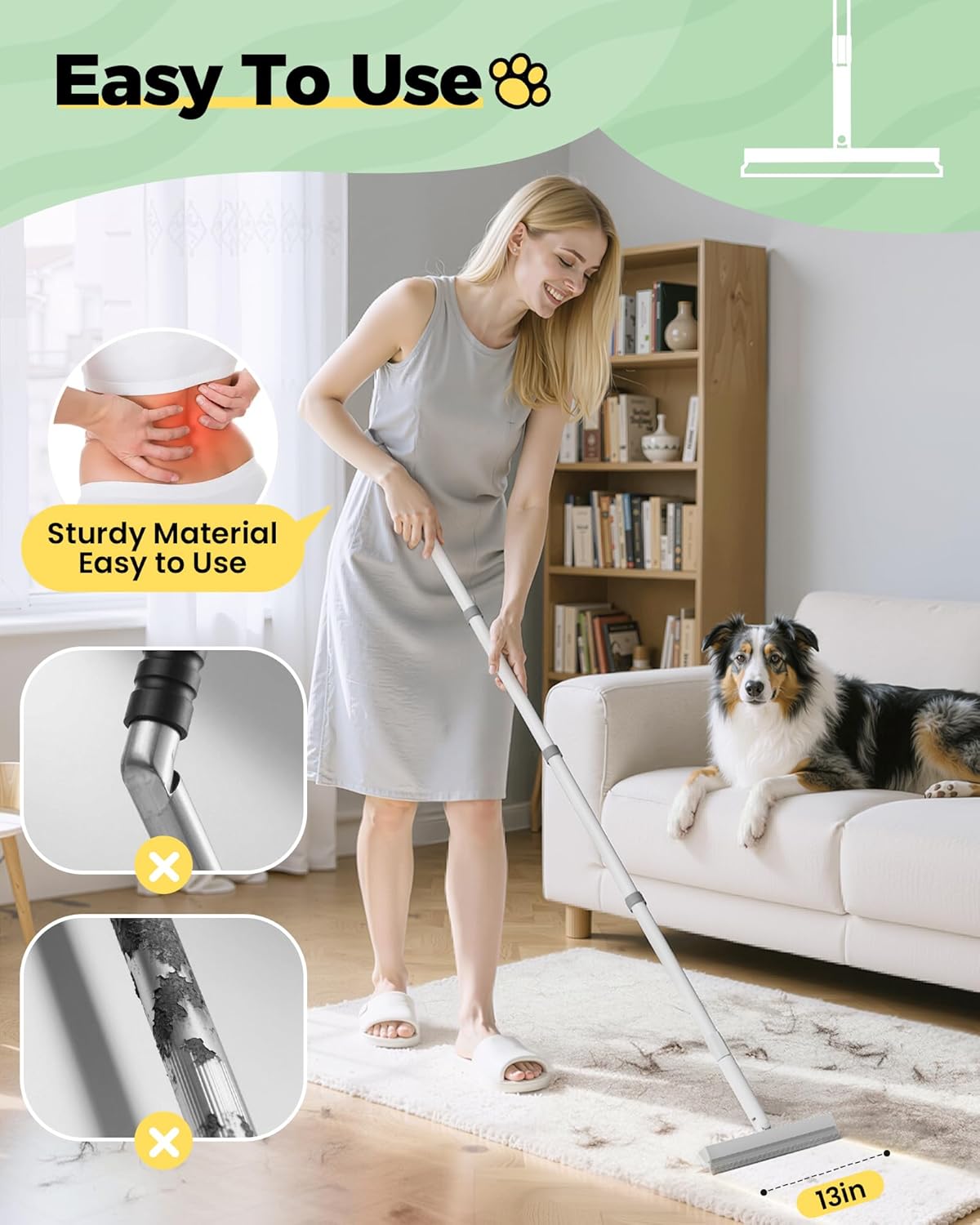 Carpet Rake for Pet Hair Removal Tool - 4 in 1 Pet Hair Remover Kit for Dog Cat Fur Remover