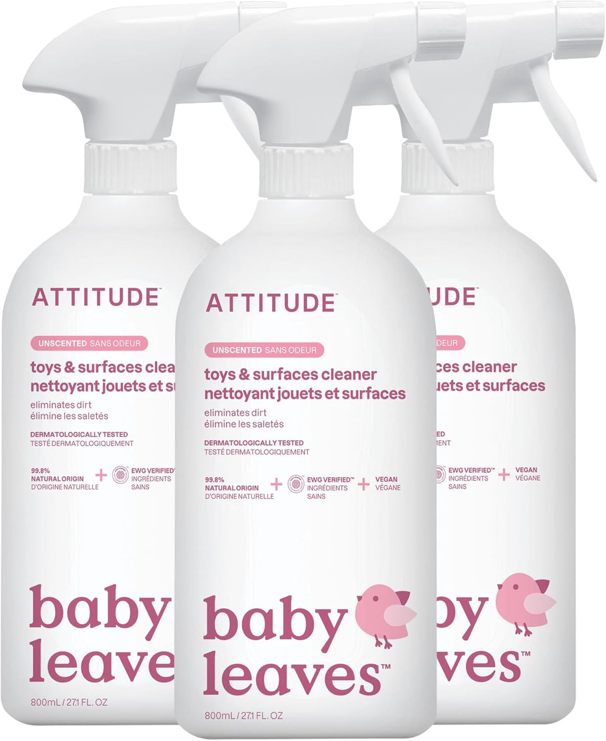 ATTITUDE Toy and Surface Cleaner, EWG Verified, Plant- and Mineral-Based, Vegan Household Products