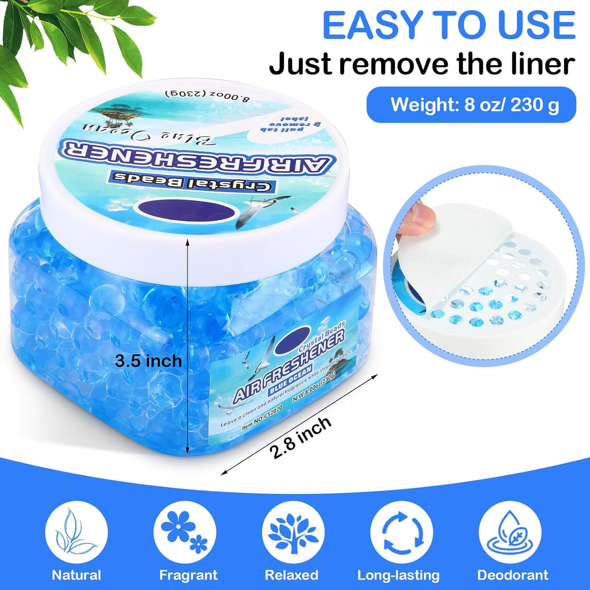 6 Pcs Air Freshener Gel Beads Bulk Odor Eliminator Beads Odor Removing Gel for Home, Bathrooms