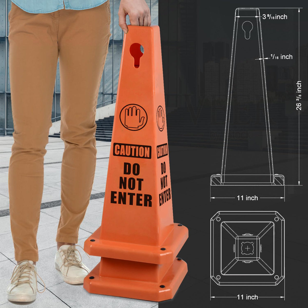 Plastic Traffic Cones, 4-Sided Message Cones, Road Safety Parking Cones, Standing Traffic Warning