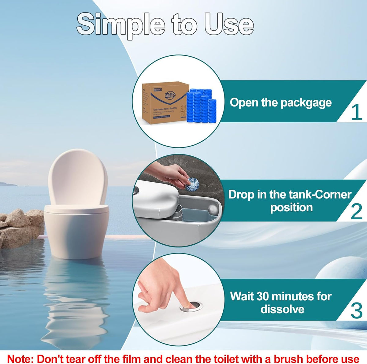 KIISIISO Toilet Bowl Cleaners Tablet 72 PACK, Automatic Toilet Cleaners for Deodorizing &