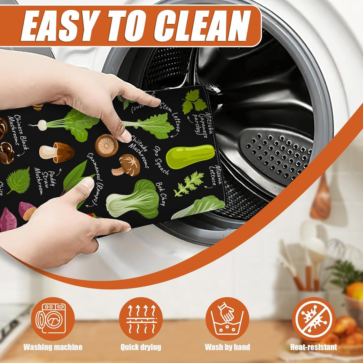 Vegetables Dish Drying Mat for Kitchen Counter Microfiber Absorbent Dish Kitchen Drying Mat