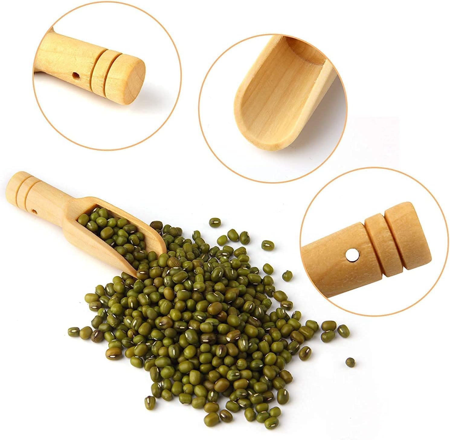 8pcs Mini Wooden Spoons，Mini Bamboo Spoons for Bath Salts, tea scoop, Washing Powder spoon，wooden