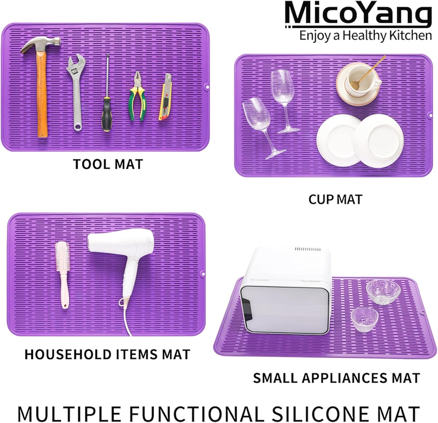 Silicone Dish Drying Mat for Multiple Usage,Easy clean,Eco-friendly,Heat-resistant Silicone Mat for