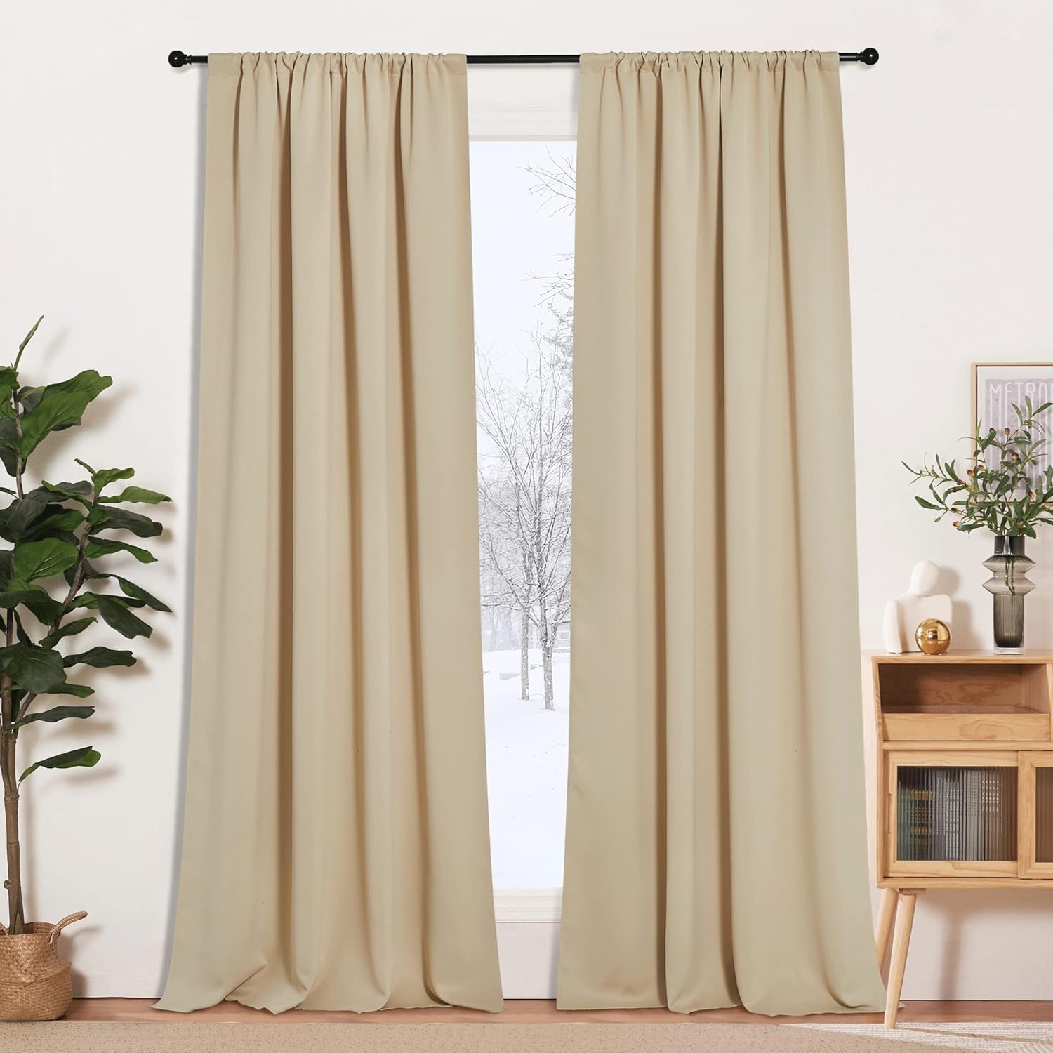 RYB HOME Blackout Curtains for Living Room, Large Window Shades for Bay Window Dining Parlor