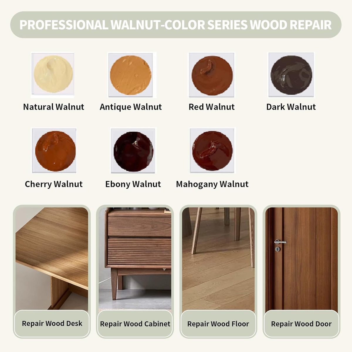 Wood Repair Kit, 13Pcs Wood Fillers, Furniture Repair Kit Scratch Cover for Wood Cracks, Stains