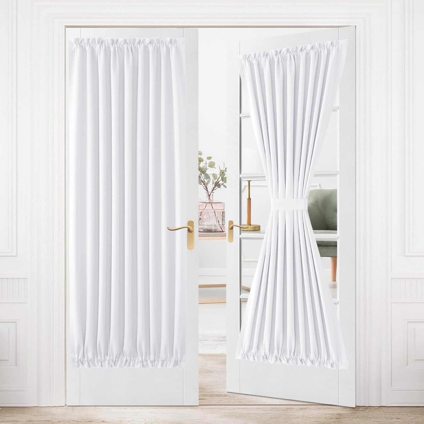 DWCN French Door Curtains – Rod Pocket Thermal Curtain for Doors with Glass Window, Kitchen and