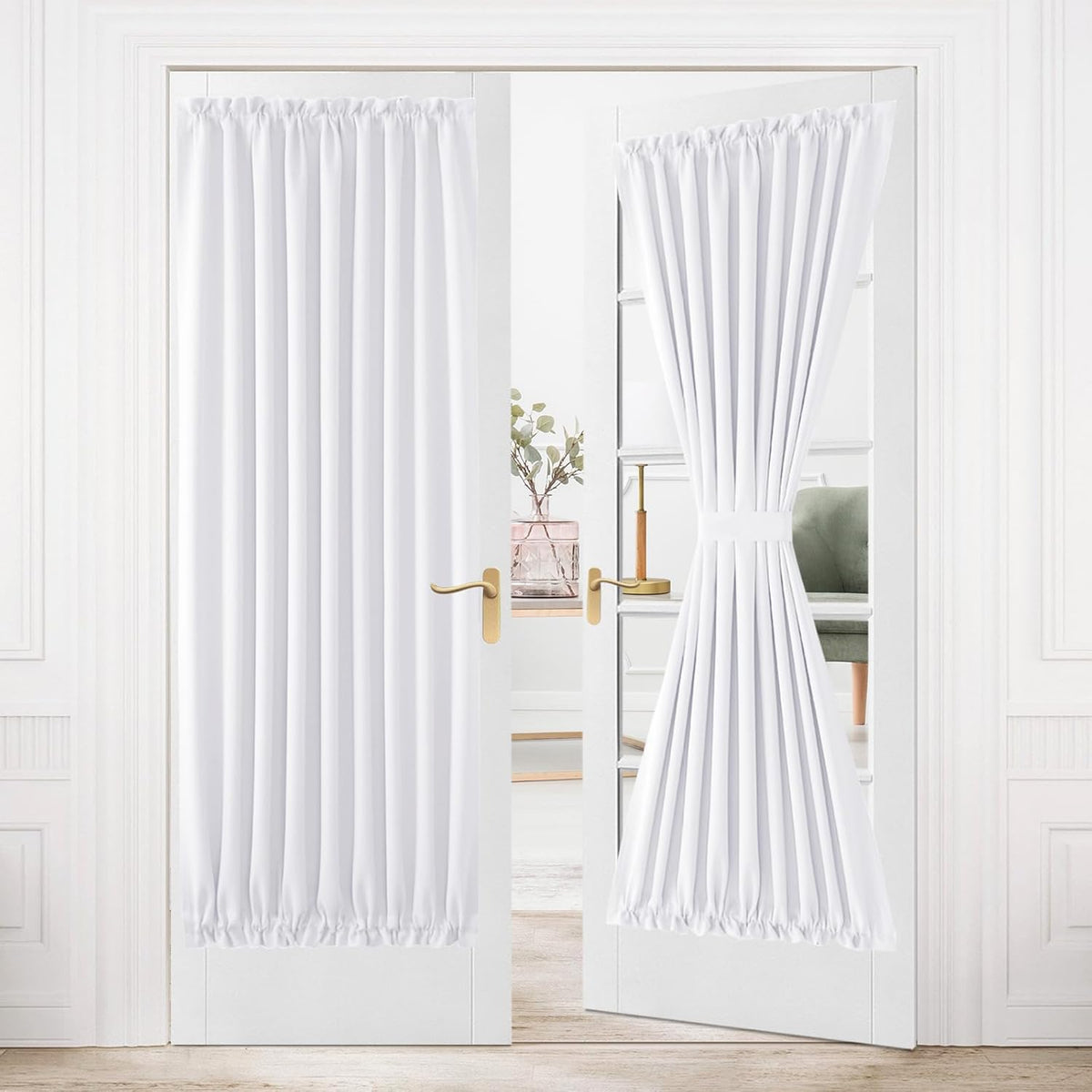 DWCN French Door Curtains – Rod Pocket Thermal Curtain for Doors with Glass Window, Kitchen and