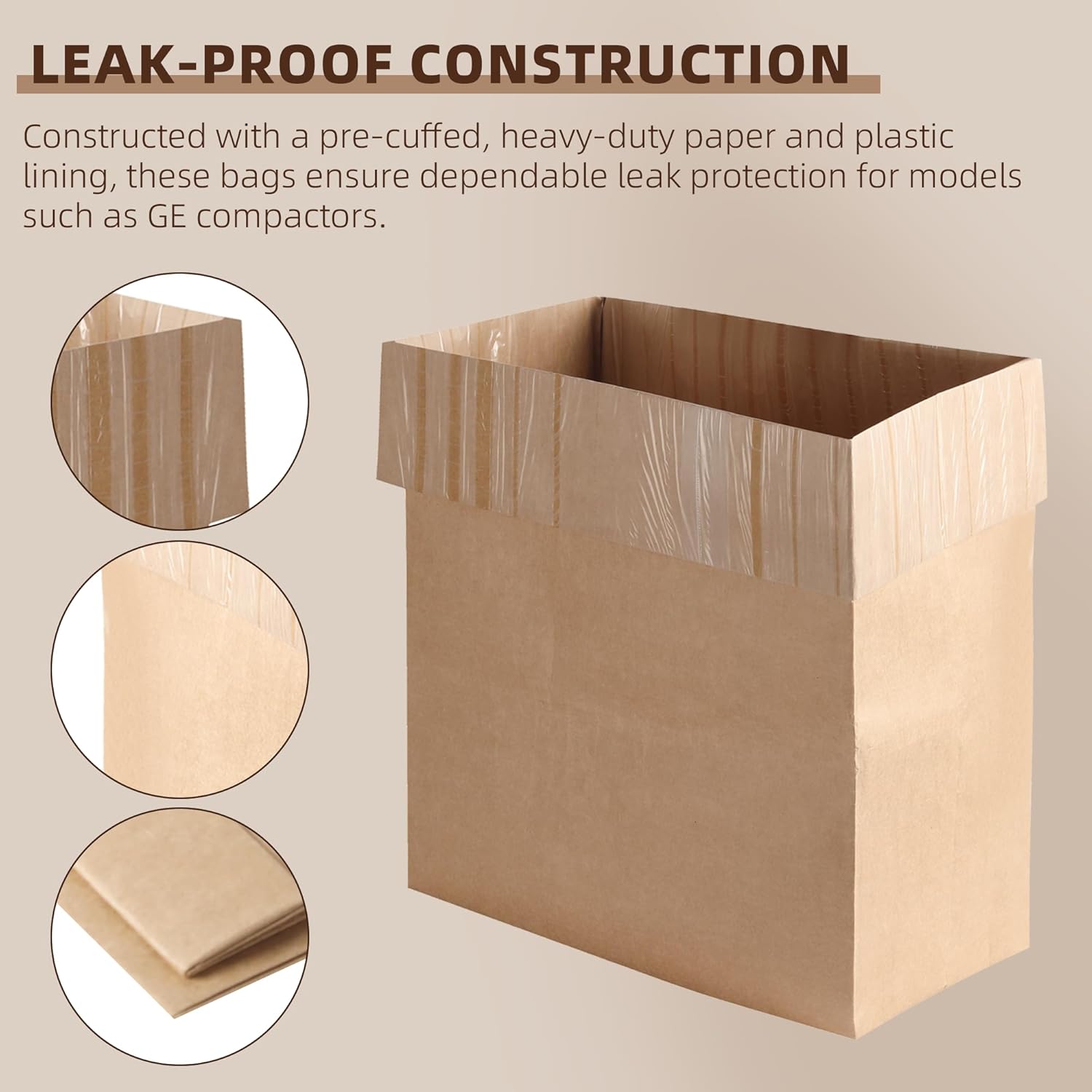 (20-Pack) Calvana Super Strong Compactor Bags, Heavy-Duty Kitchen Paper Trash Bags with Leak Proof