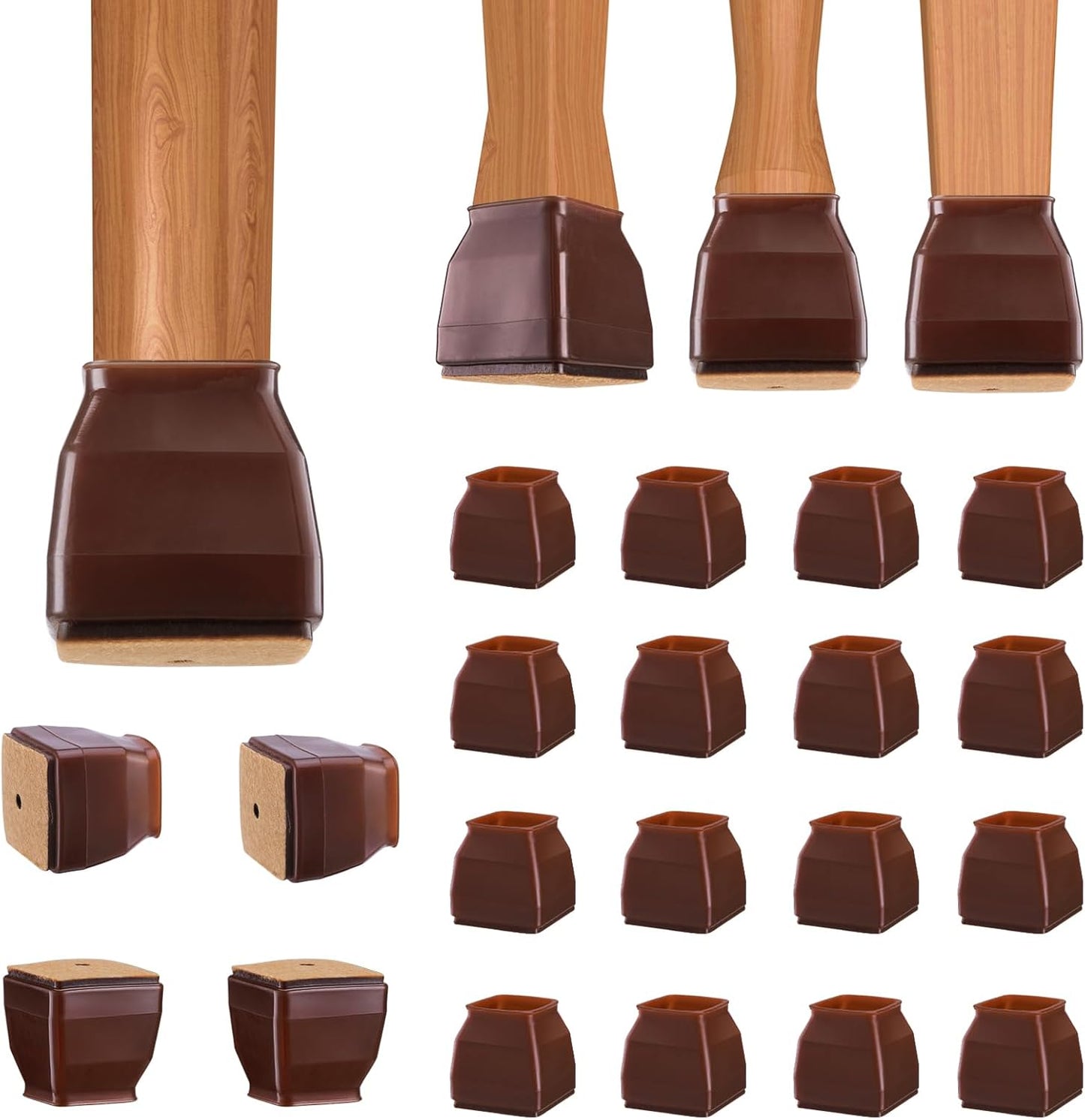 BALEINE 16 Pack Silicone Chair Leg Floor Protectors, Stool Leg Protectors Cap, Non-Slip Chair Leg