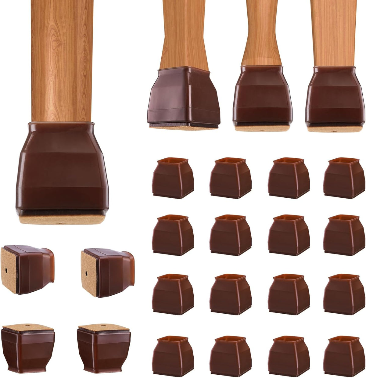 BALEINE 16 Pack Silicone Chair Leg Floor Protectors, Stool Leg Protectors Cap, Non-Slip Chair Leg