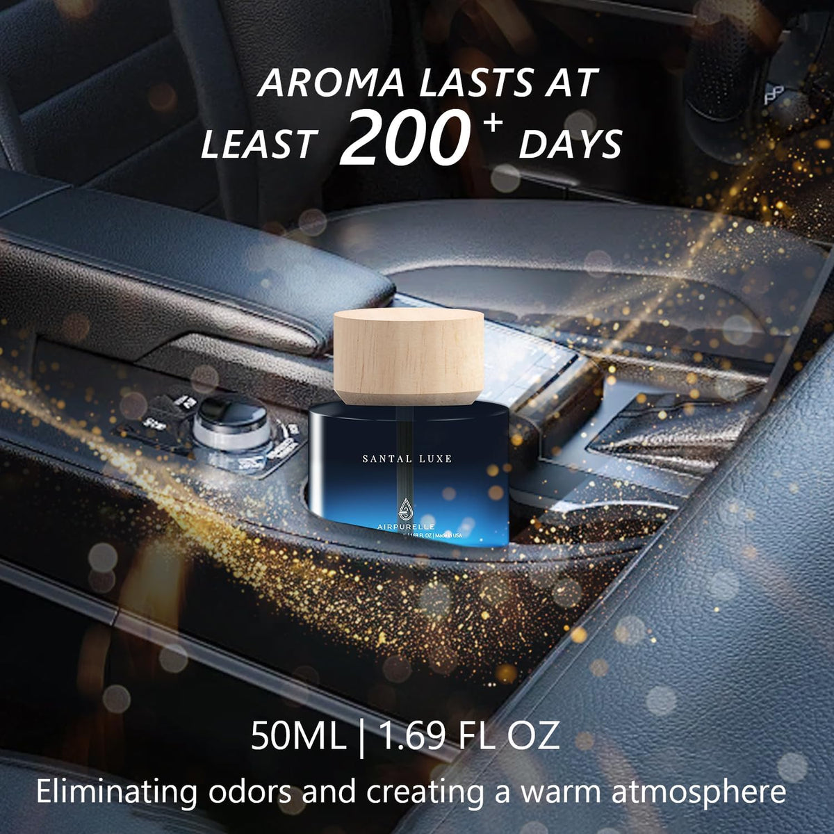 Car Air Freshener for Men & Women – Long-Lasting Spicy Sandalwood Essential Oil Diffuser for Car
