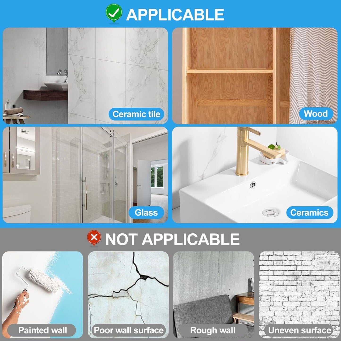 Large Adhesive Hooks for Hanging Heavy Duty Wall Hooks Self Adhesive Towel Coat Hooks Waterproof