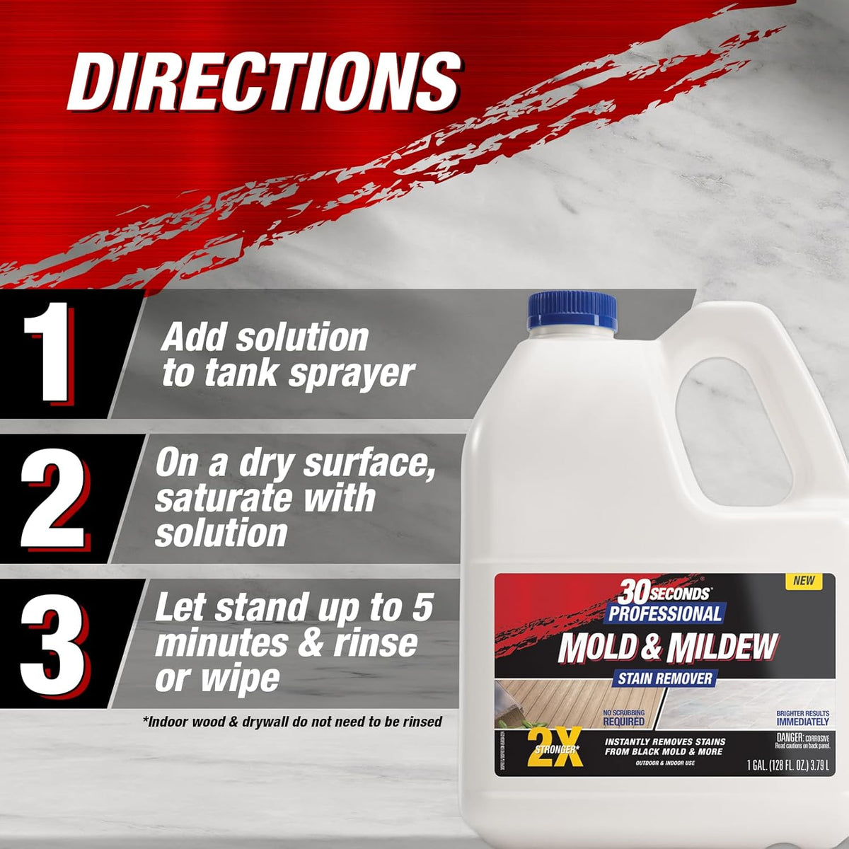 30 SECONDS Pro Mold and Mildew Stain Remover | Scrub Free | Brighter Results Instantly | Ready To