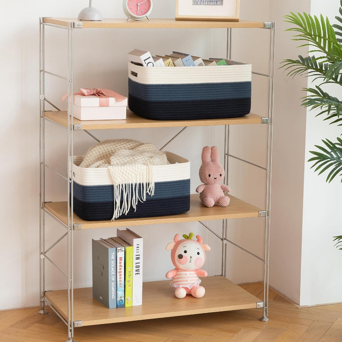 Large Storage Basket for Organizing, Woven Rope Basket for Shelves, Closet Organizer Bins for