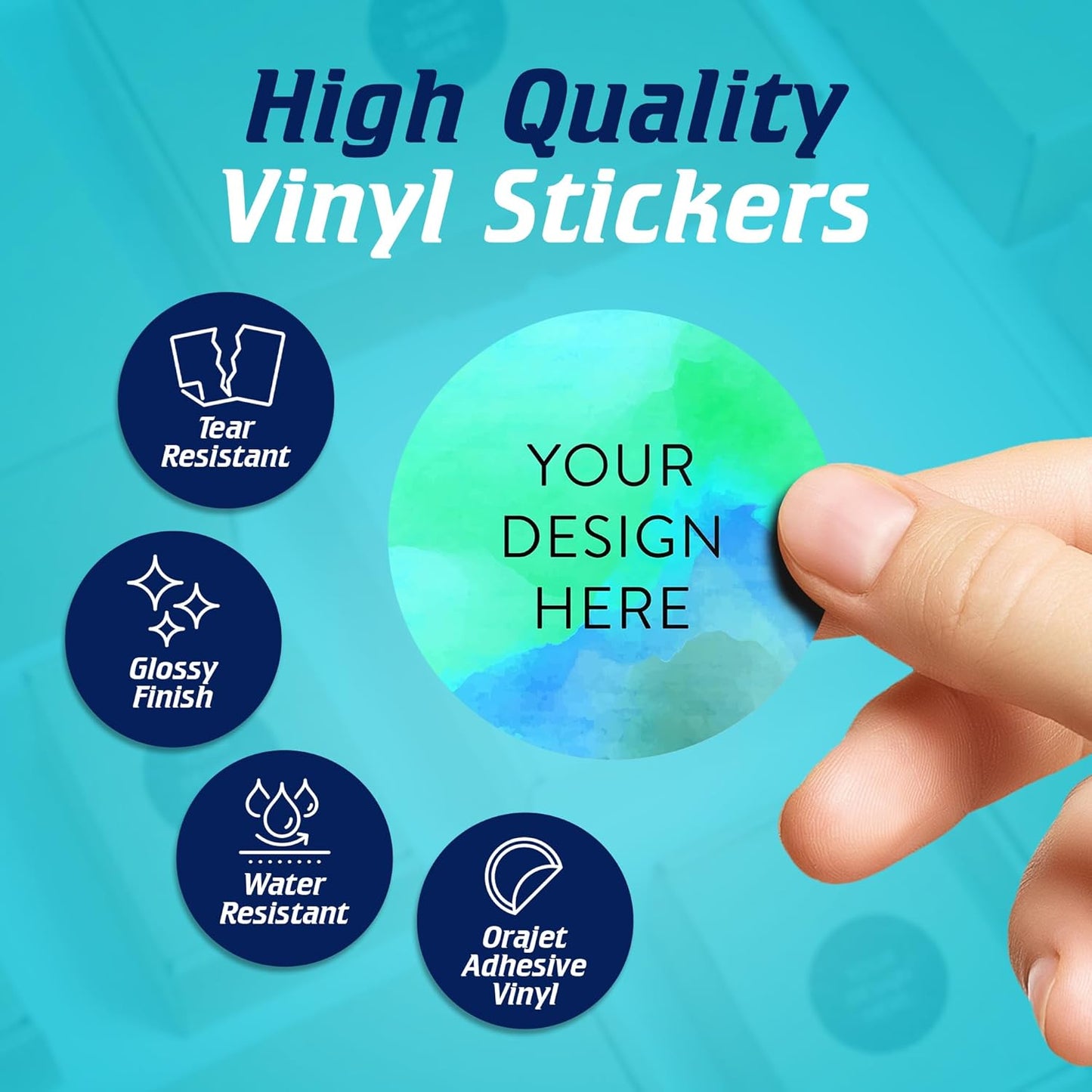 100 Custom Vinyl Stickers - Upload Your own Image, Text, Design, Logo - Personalized Logo Labels