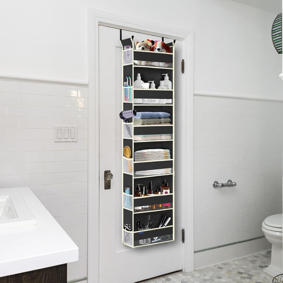 Over The Door Hanging Organizer 6-Shelves and 12 Side Pockets, Over The Door Storage Organizer