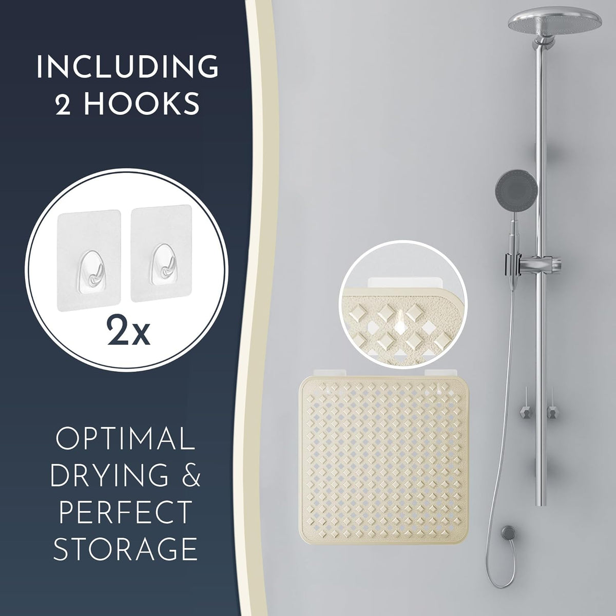 Homerella Anti Slip Shower Mat | Anti Mold Non Slip Bathtub Mat for Inside Shower | Square Floor