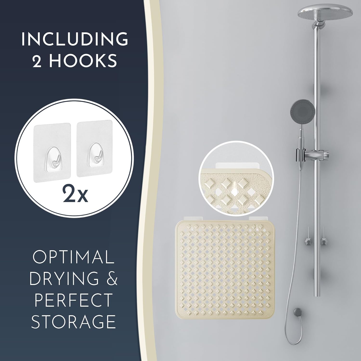 Homerella Anti Slip Shower Mat | Anti Mold Non Slip Bathtub Mat for Inside Shower | Square Floor