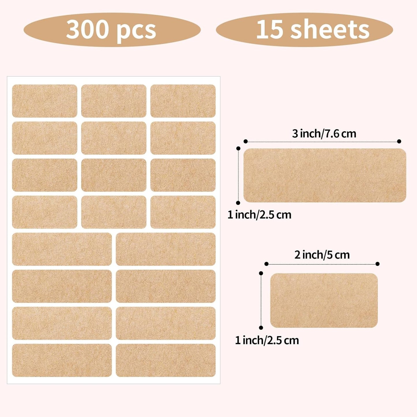 Kraft Label Stickers Removable Writable Gift Labels, Self-Adhesive Brown Labels for Essential Oil