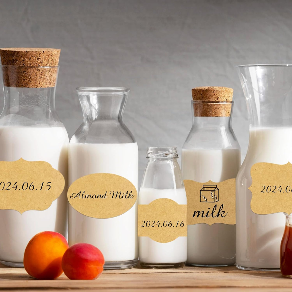 Kraft Labels Stickers, 250 PCS 3" x 2" Fancy Shape Stickers Labels for Storage Box or Food Jars