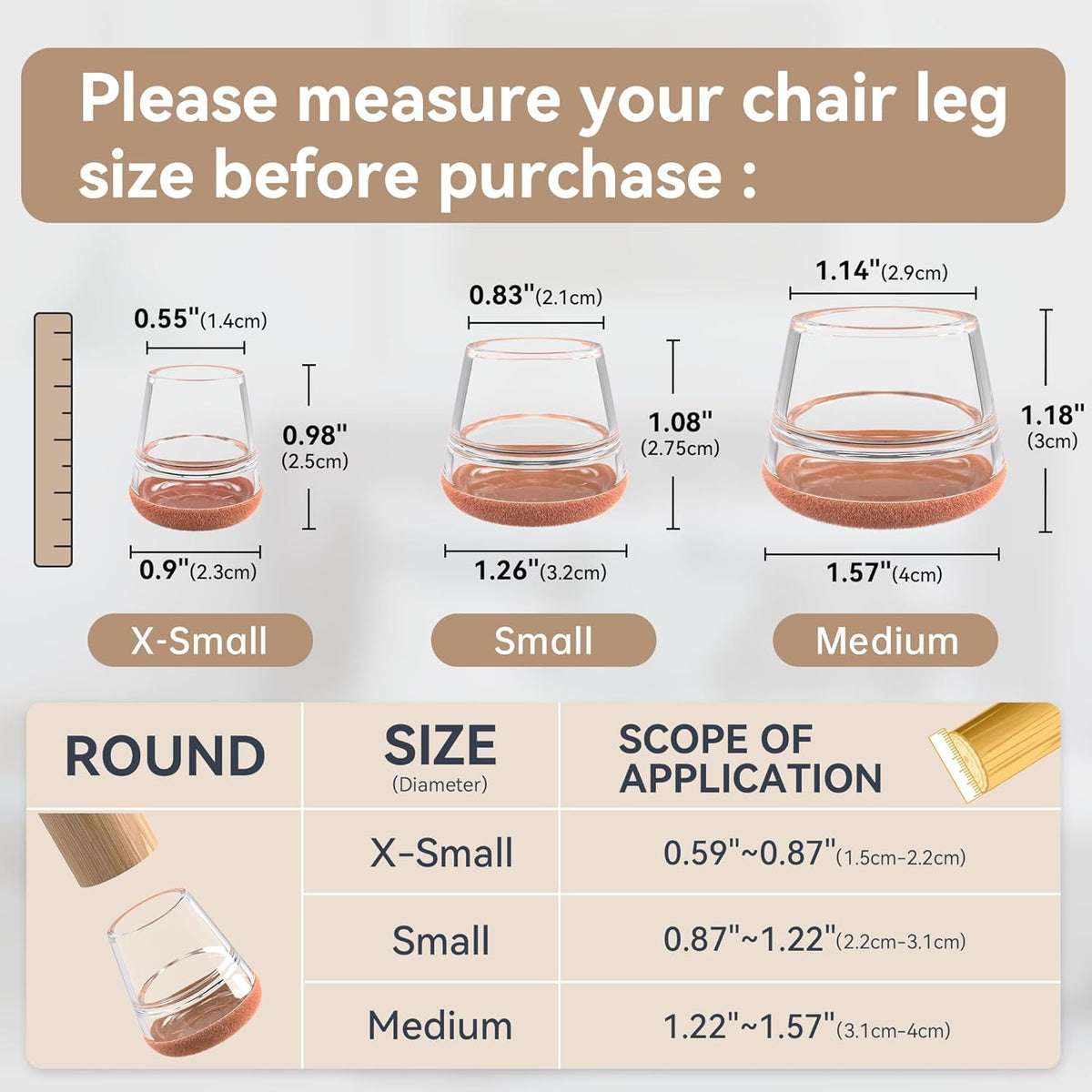 24PCS Upgraded Silicone Chair Leg Floor Protectors for Hardwood Floors, Furniture Sliders for Chair