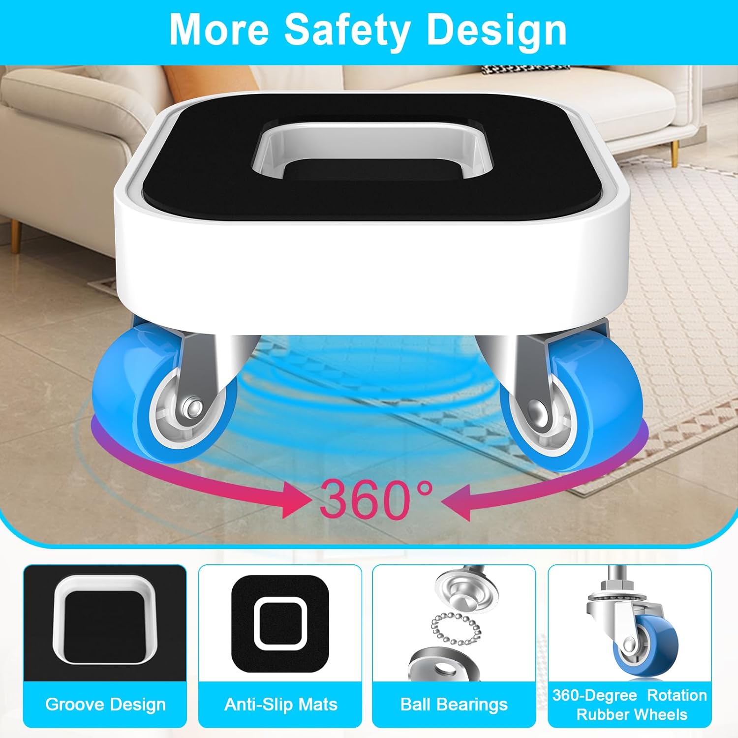 New Upgrade Furniture Movers with Wheels, Furniture Sliders with 360° Rotatable 1.25in Wheels