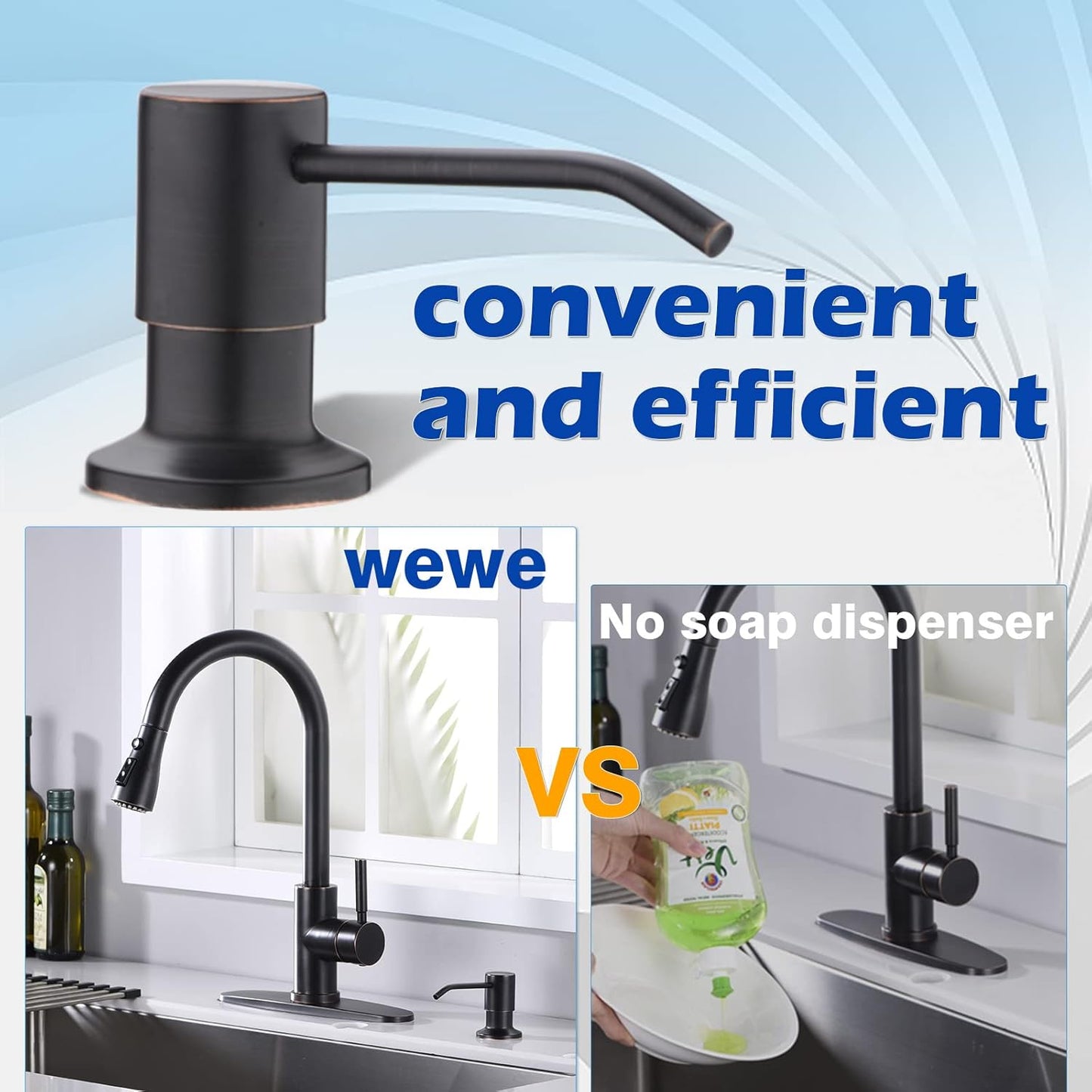 Kitchen Sink Soap Dispenser, WEWE Built in Soap Dispenser Kitchen Countertop Oil Rubbed Bronze