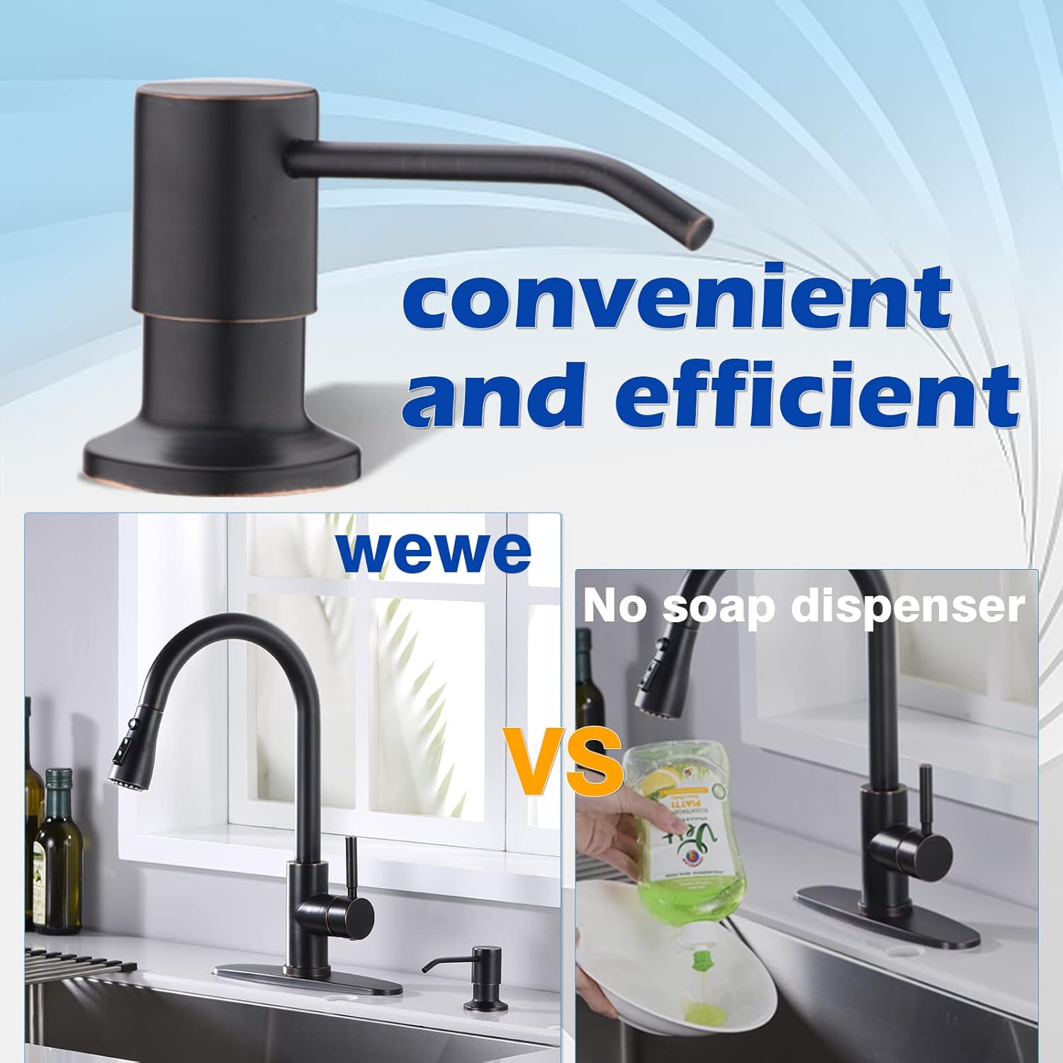 Kitchen Sink Soap Dispenser, WEWE Built in Soap Dispenser Kitchen Countertop Oil Rubbed Bronze