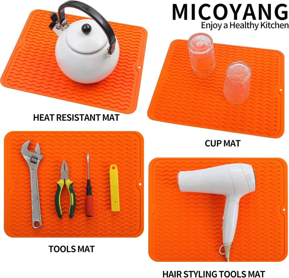 Silicone Dish Drying Mat for Multiple Usage,Easy clean,Eco-friendly,Heat-resistant Silicone Mat for