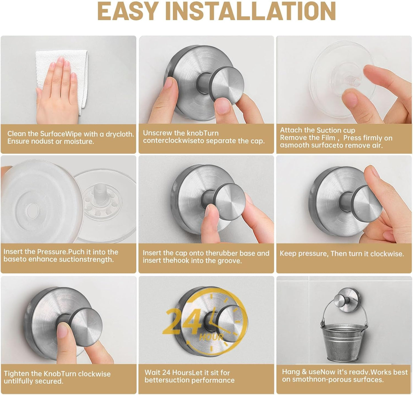 4 Pcs Suction Cup Hooks，No-Drill Suction Cup Hooks， Removable Hook，Towel Hook，Suction Hook for