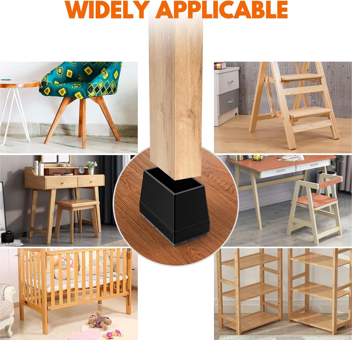 Rectangle Chair Leg Protectors for Hardwood Floors,16 PCS Silicone Covers to Protect Wood Tile