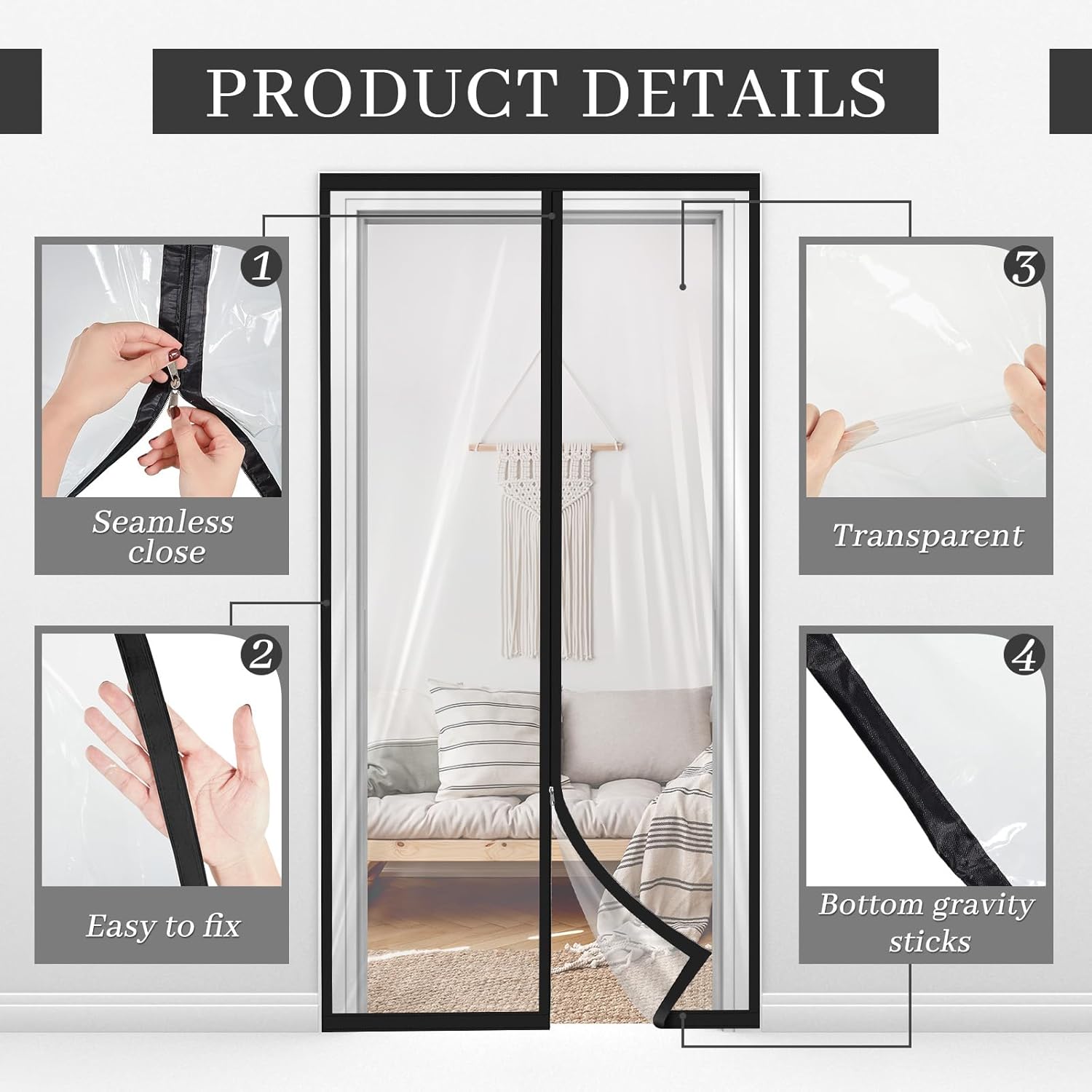 Amylove Zipper 60 x 102 Inch Dust Barrier Door Kit Construction Door Barrier 5 x 8.5 ft Reusable