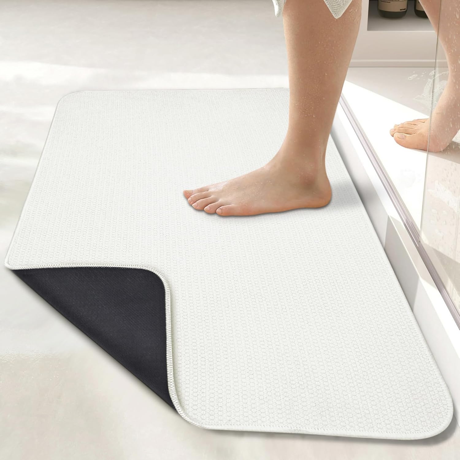Bath Mat,Ultra Thin Bathroom Rugs,Rubber Bath Mats for Bathroom,No Slip Bath Rugs,Quick Dry,Machine