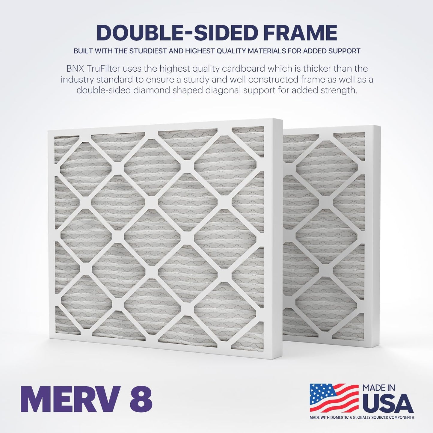 BNX TruFilter 20x20x2 Air Filter MERV 8 (4-Pack) - MADE IN USA – Dust & Pet Defense Electrostatic
