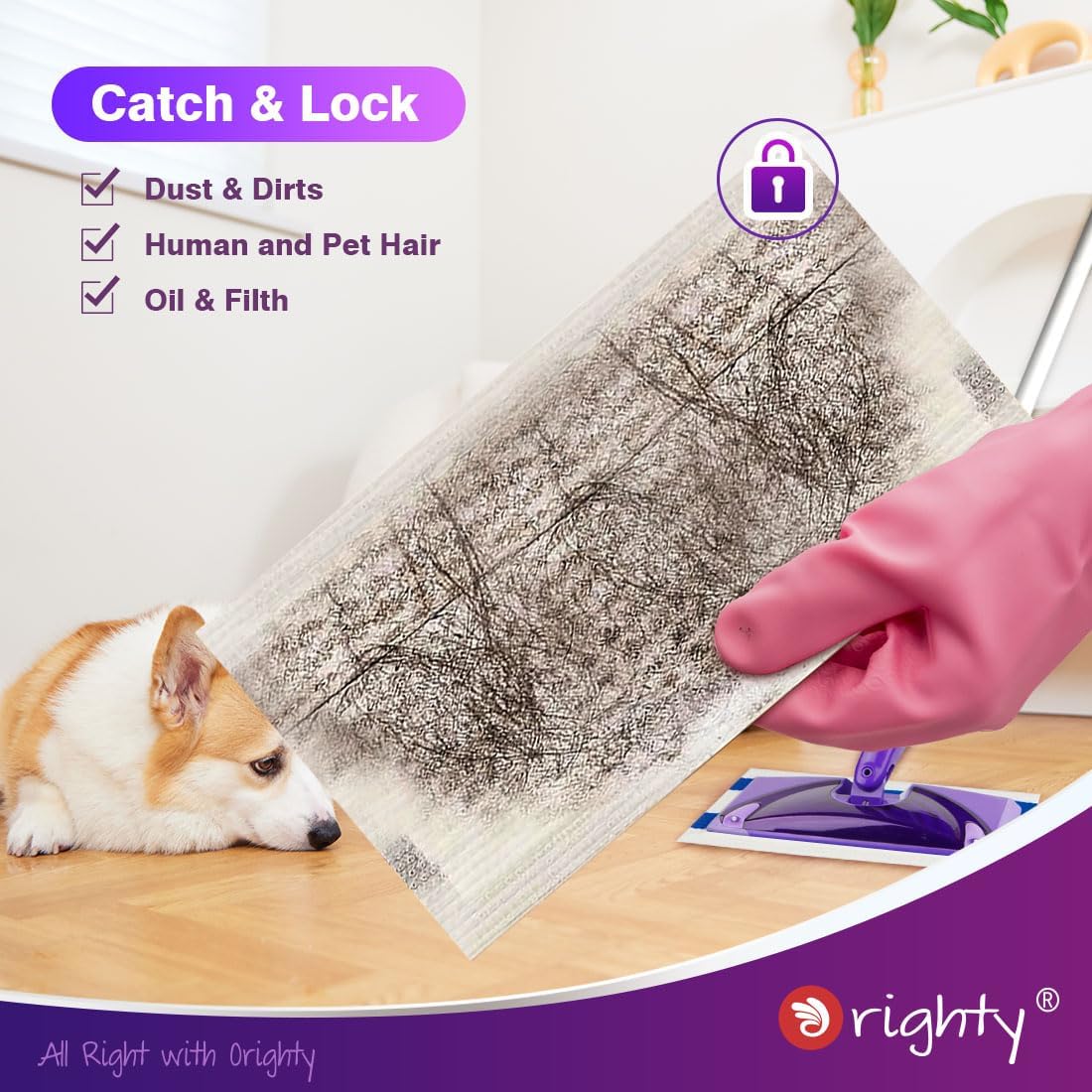 Orighty Dry Mop Pads Refill Compatible with Swiffer WetJet, Multi-Layer Mopping Pads, Multi Surface